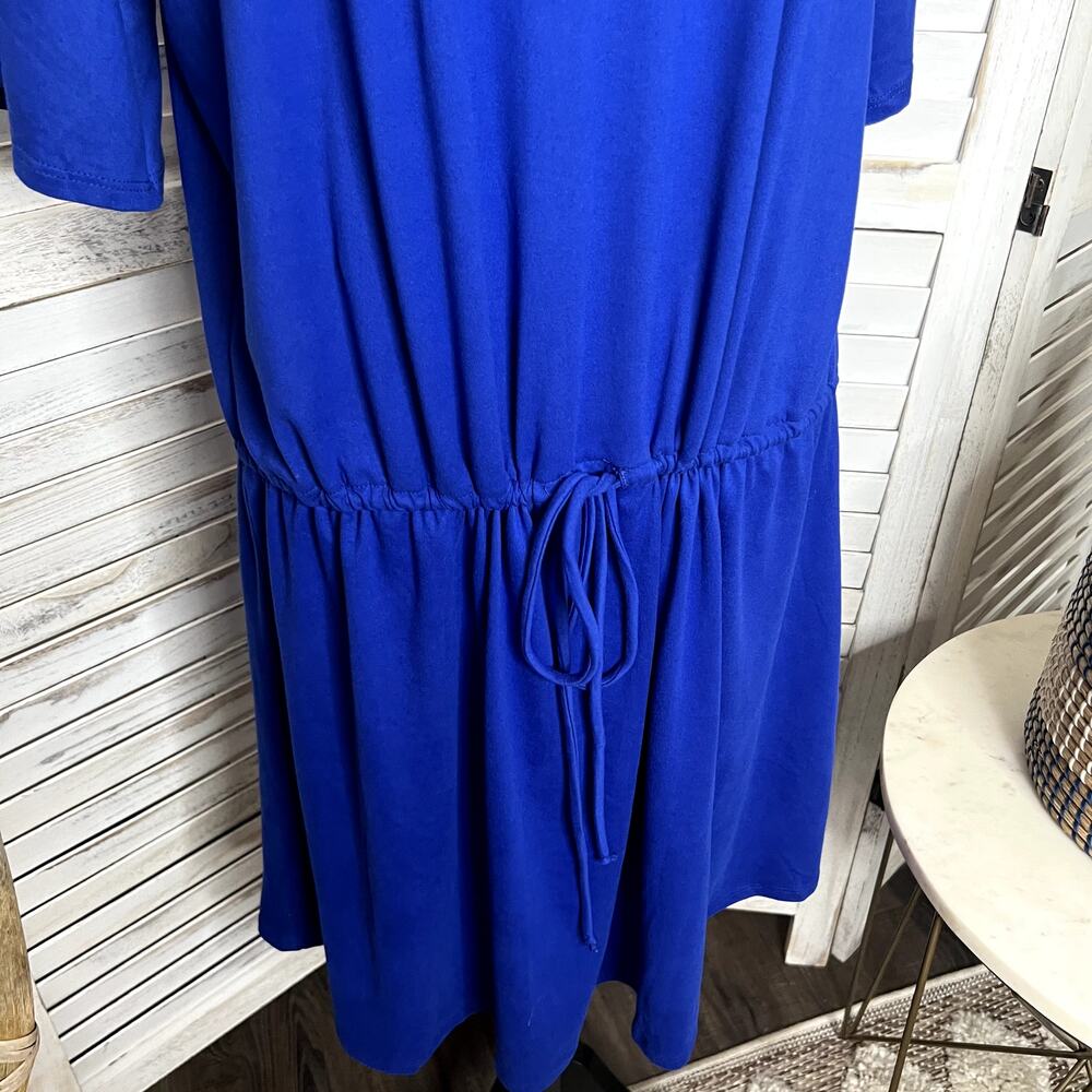 SOFT SURROUNDINGS Women's XL Short Sleeve T Shirt Mini Dress Adj Waist Blue USA - Picture 8 of 13